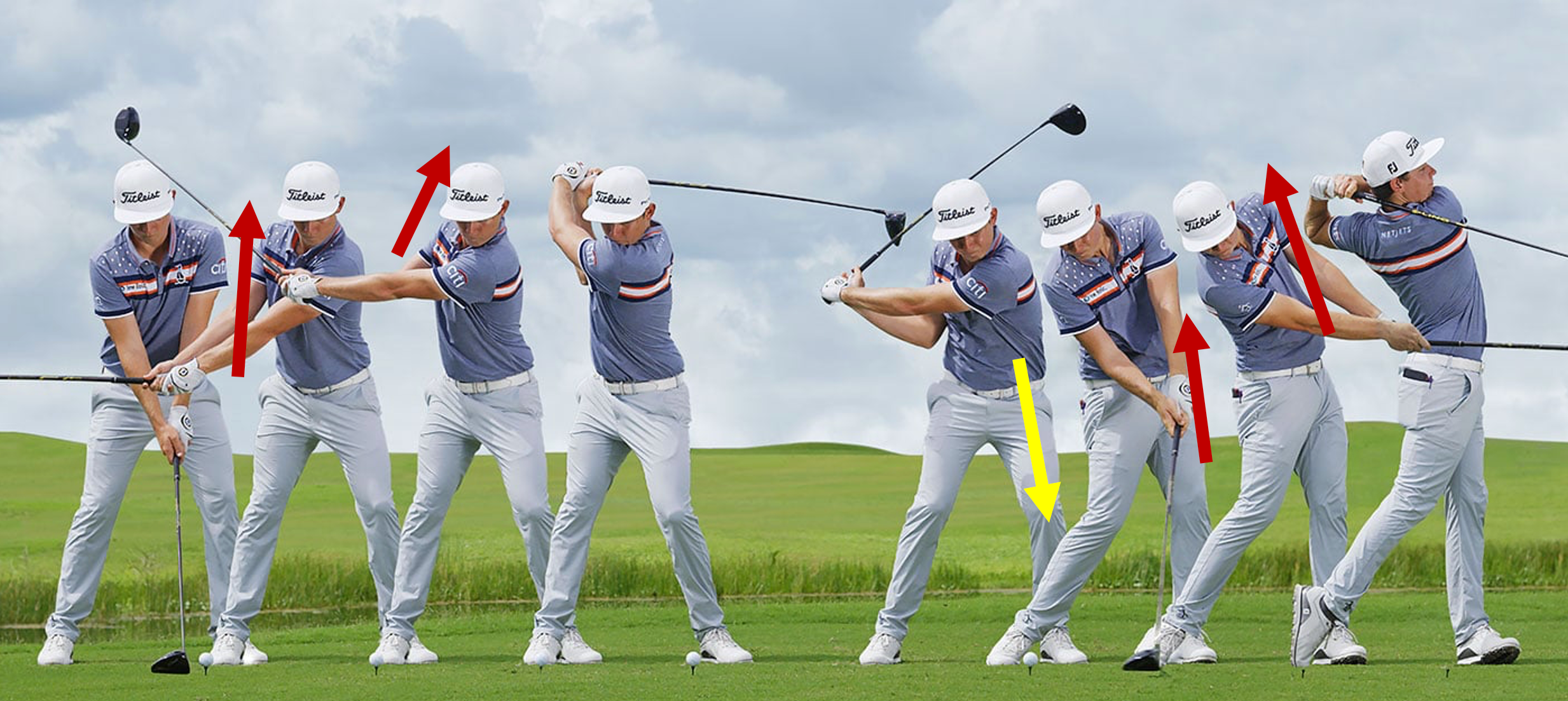 a step by step example of a golfers swing that utilizes the piston pivot